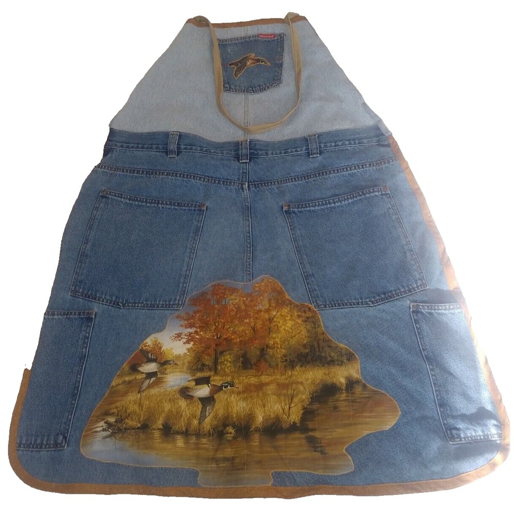 Handmade Denim Men's Apron Ducks Outdoors Grilling Smoking Country Style